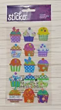 STICKO CUPCAKE STICKERS~FOIL~15PC~ELECTRIC CUPCAKES~ BIRTHDAY~CELEBRATION~PARTY