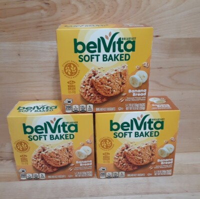 3 BOXES: Belvita Soft Baked Banana Bread Breakfast Biscuit 8.8oz 5CT WHOLE GRAIN
