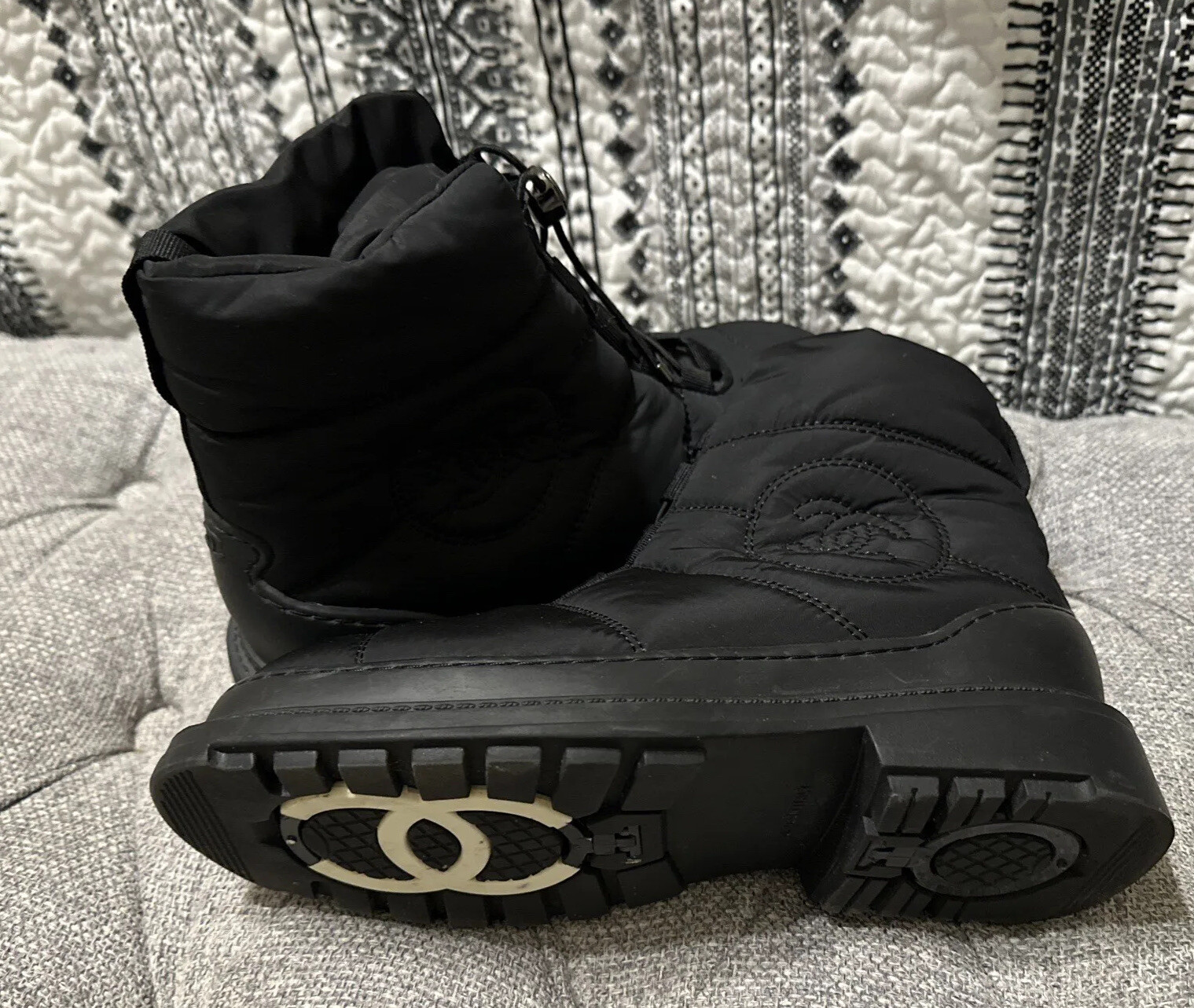 Chanel Boots Snow Winter Black Boots Size 36 | eBay