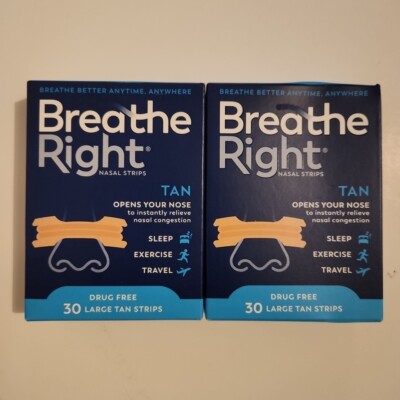 Breathe Right Tan Nasal Strips 30 Strips X2 Exp 2027+