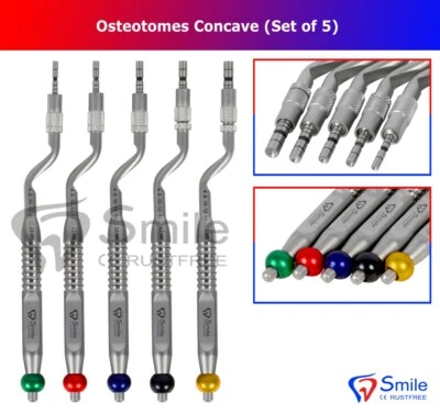 SD INSTRUMENTS 5 PCS Sinus Lift Osteotomes Kit Curved OffSet Concave Dental Implant Instrument