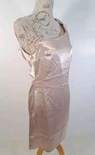 TOPSHOP Champagne Mini Dress Cowl Slip Asymmetric Satin BNWT Women's UK 10 - Picture 10 of 16