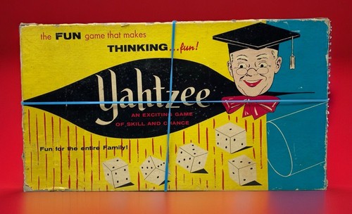 66 Jahre altes Yahtzee 2. Spiel ES Lowe Vintage 1961 original unbenutzt Inhalt in getragener Box - Bild 13 von 13