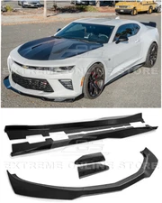 EOS For 16-Up Camaro | ZL1 1LE Style GLOSSY BLACK Front Lip Splitter Side Skirts