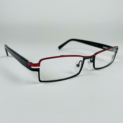 TC EYEWEAR Brille SCHWARZ + ROT RECHTECKIG Brillengestell MOD: NT017
