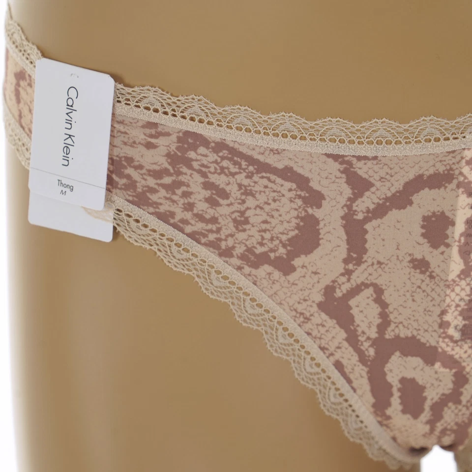 CALVIN KLEIN Mujer MEDIANO COQUETEO TANGA BRAGAS en Estampado PIEL DE SERPIENTE ROSA Y BEIGE Foto 3 de 4