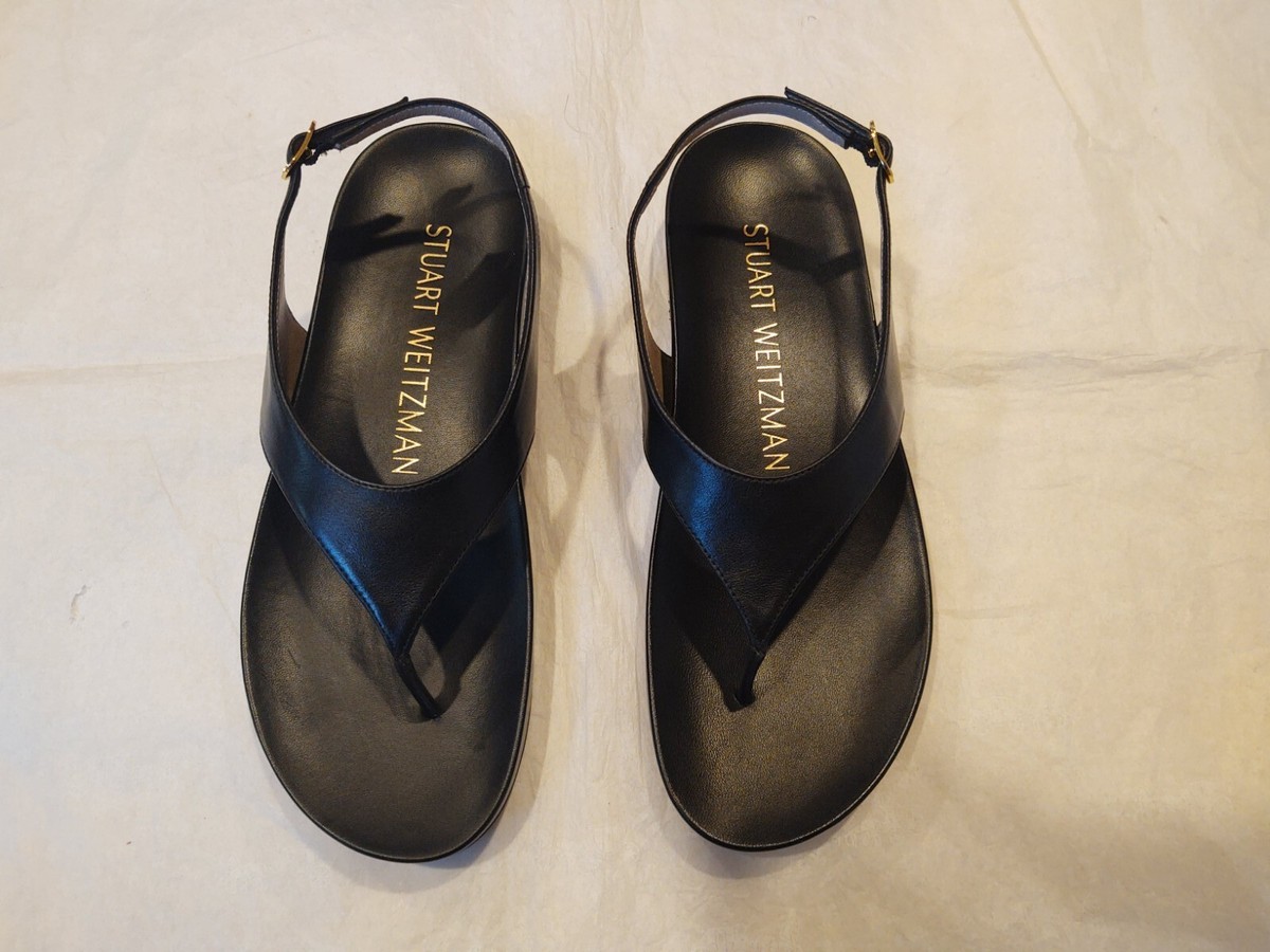 Stuart Weitzman Summer Thong Sandal Black Size 7.5 M $350 BLOWOUT Authentic  NWB | eBay