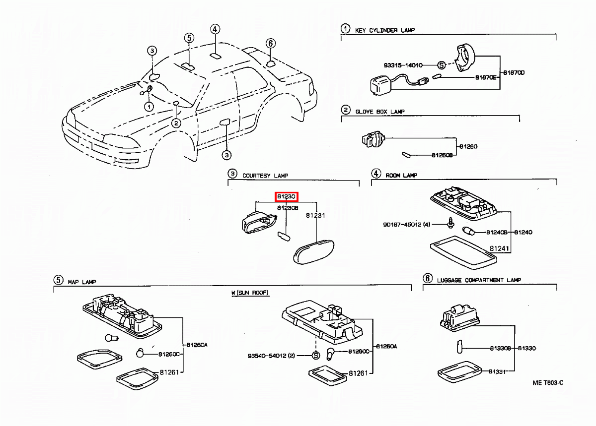 Genuine Lexus LX470 UZJ100 Right RH Courtesy Door Light Lamp eBay