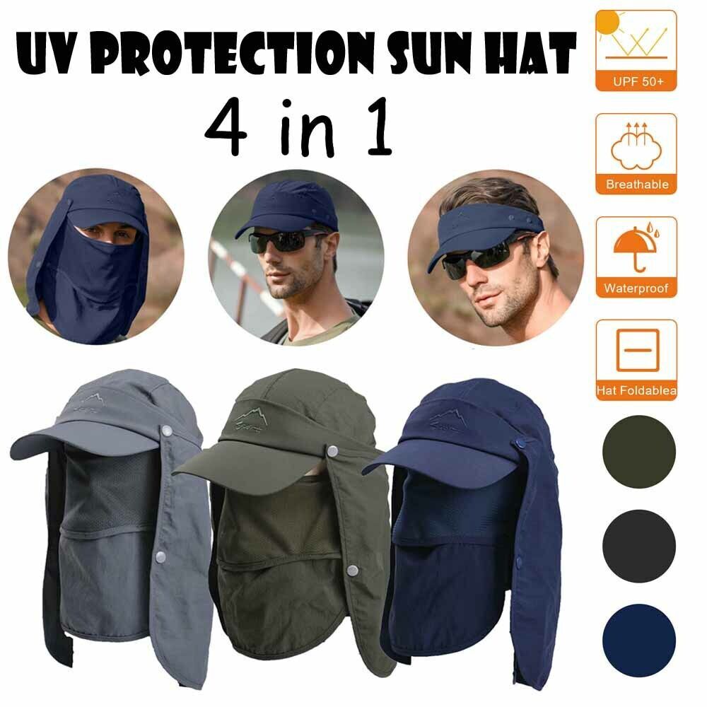 Wide Brim Sun Hat with Neck Flap UV Protection Hiking Fishing Cap