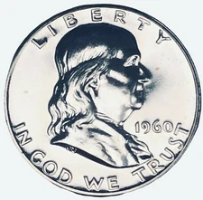 1960 P FRANKLIN Half Dollar 90% Silver US Coin #436