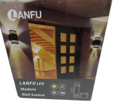 LANFU LED Wall Sconce Waterproof Porch Light 12W, Black Modern 2 Pack 12.8''