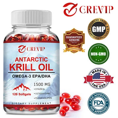 GREVIP Antarktisches Krillöl 1500mg - Blutdruck Gesundheit, Omega-3, EPA, DHA