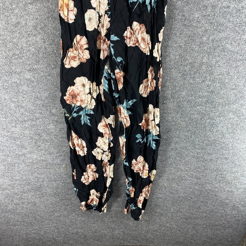 Mono Forever 21 Mujer L Grande Negro Floral Cuello en V Ajustado Manga 3/4 Rayón Foto 4 de 4