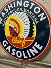 Vintage Style Washington Chief Gas Pump  Porcelain Sign