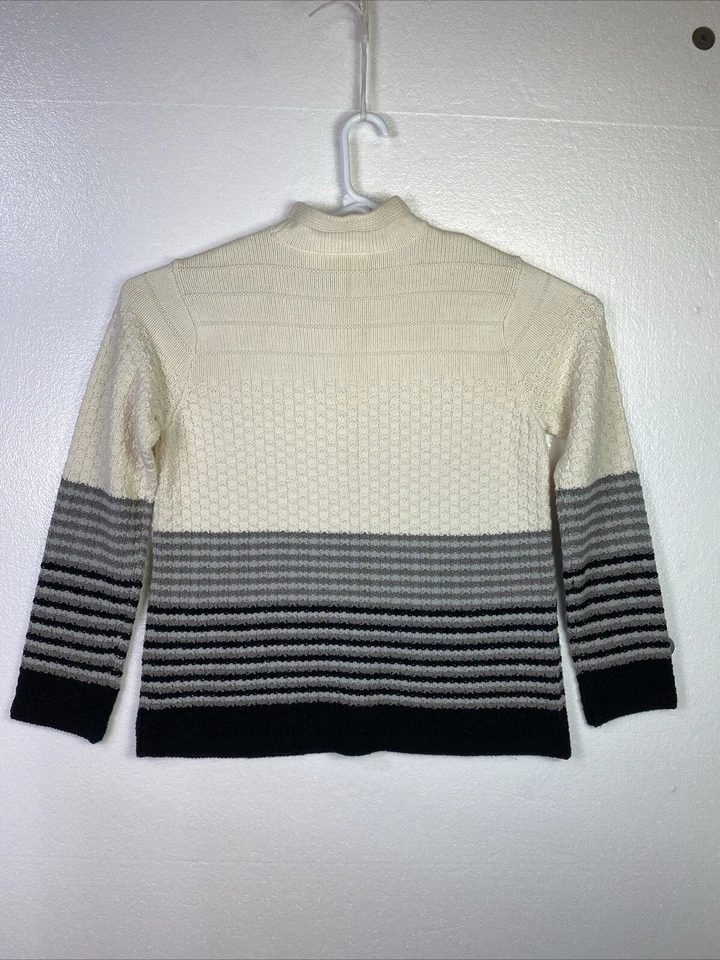 Suéter Grueso Liz Claiborne Mujer L Tejido Pesado Pullover Beige Gris Cuello Simulado Foto 4 de 4