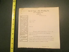 Fish & Unger Auto Wrecking co Waterloo Iowa IA 1922 Invoice Letterhead 744