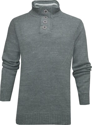  Herren Trichter Nackenpullover 1/4 Reißverschluss Knöpfe einfach gestrickter Pullover Pullover Top S-2XL