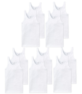 10 Schiesser Herren Cotton Essentials Unterhemden o. Arm FEINRIPP 205144 Fb. 100