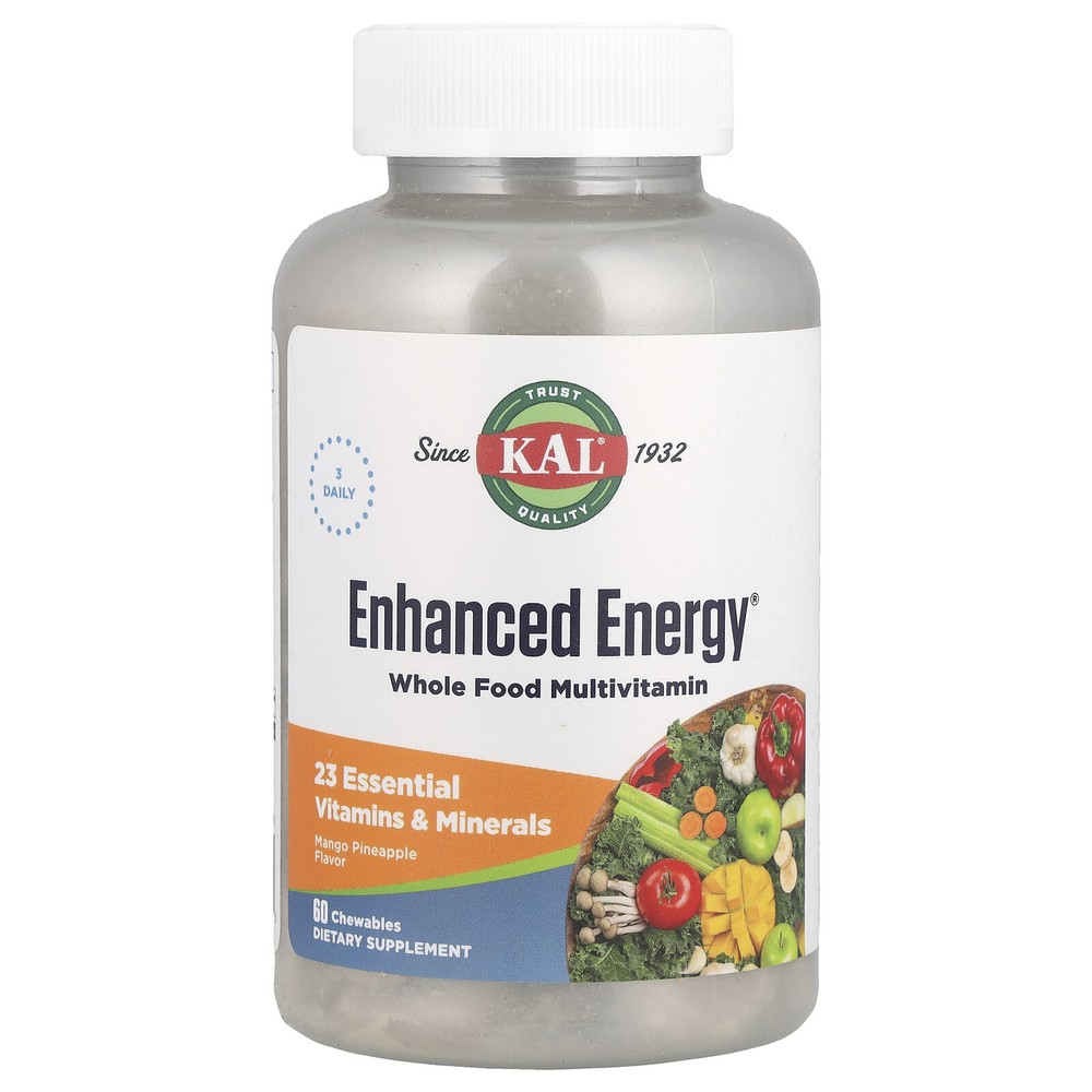 Enhanced Energy, Whole Food Multivitamin, Mango Pineapple, 60 Chewables