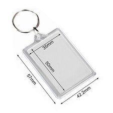 10 x 50x35mm Insert Clear Blank Acrylic Plastic Photo Keyrings Personalise UK