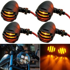 4X Lámpara de luz trasera de señal de giro de bala para parrilla de motocicleta para Harley Bobber Chopper