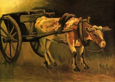 Vincent van Gogh Cart with Red White Ox 8x10 Fine Art Giclee Canvas Print Decor