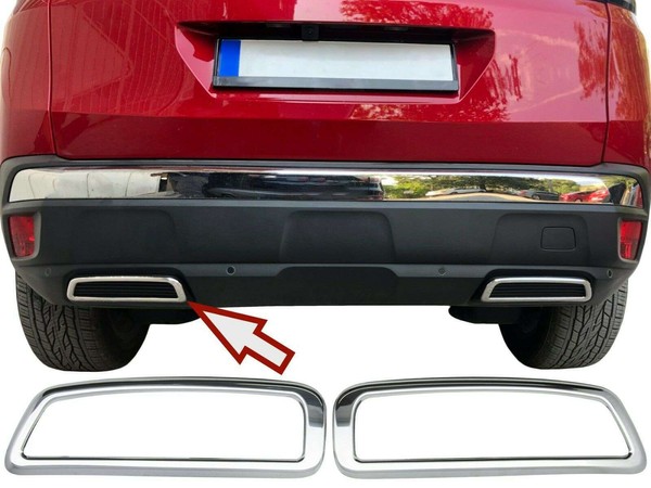Edelstahl Auspuff Attrappen Chrom Rahmen Passend FüR Peugeot 3008 II | Ab 2016--image