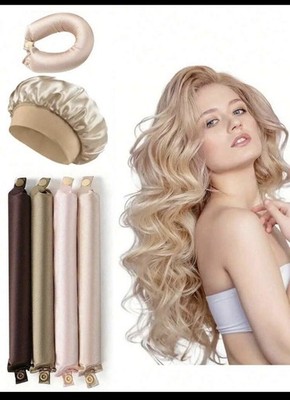Heatless Satin 4 Rods with Night cap for Women, Multicolor