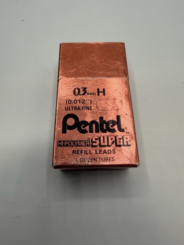Vtg Pentel Hi-Polymer Lead, 0.3mm Micro-Fine Refill Leads #300-H Black 11 In Pk