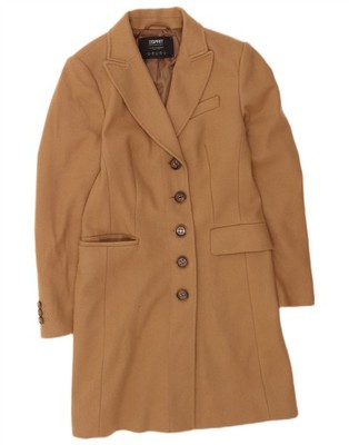 Esprit Womens Overcoat UK 14 Large Beige Virgin Wool CN15