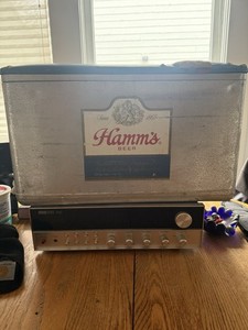 Hamm's Vintage Beer Metal Cooler Ice Chest w/ Handles & Bottle Opener