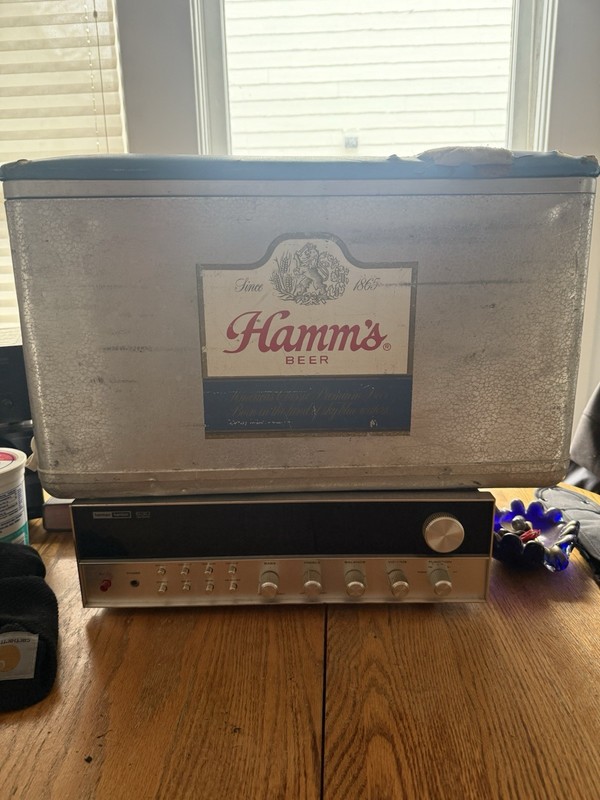 Hamm's Vintage Beer Metal Cooler Ice Chest w/ Handles & Bottle Opener
