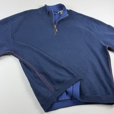 Tommy Bahama Mens 2XL Blue Sweater 1/4 Zip Mock Neck Reversible Outdoor Pullover