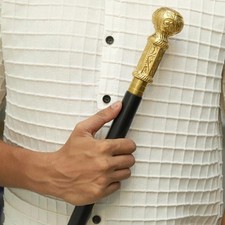 Elegant Brass Head Handle Victorian Wooden Walking Stick Cane Gift For Him