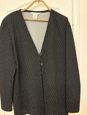 Misook Black Button Front Mid-Length Long Sleeve Jacket XL
