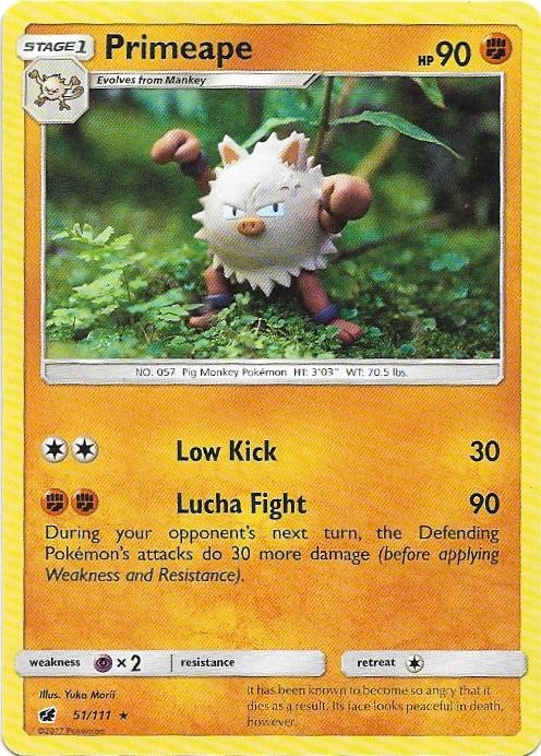 Primeape 51/111 Rare Crimson Invasion Pokemon Near Mint