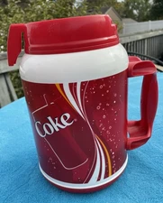 64 Oz Coca-Cola Insulated Travel Mug Whirley XL Jumbo Made In USA Has Scratches