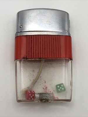 Vintage Scripto Vu-Lighter Red & Green Dice - READ