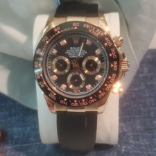 Rolex Cosmograph Daytona Black Dial Diamond Markers Chronograph 40mm Rubber
