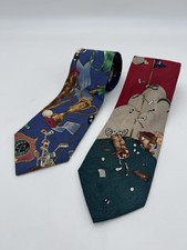 2 Vintage Golf Theme Neckties Tie Balancine Hot Cakes  Steve Scheiner