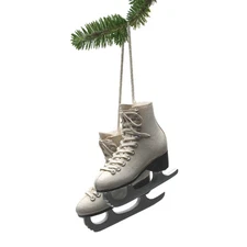Abbott Collection Resin Figure Skates Ornament, Ivory