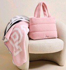 Victoria's Secret Pink Sherpa Blanket 50" x 60" Tote Set