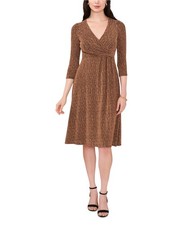 MSK Womens Faux Wrap Dress, Gold, Petite, PXL