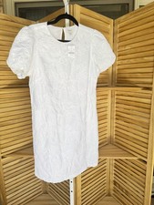 J.Crew Women's White Floral Embroidered Puff Sleeve Dress Sz 6