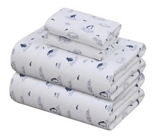 Flannel Sheets Size Set - Soft Comfy Deep Pocket Cotton Queen Penguin Edge