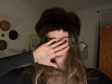 Brown Mink Fur Headband Hat Headwrap Ear Muffs Ear Warmers One Size Women