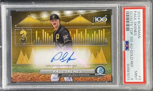 2024 Bowman Paul Skenes Scouts Top 100 Gold Refractor ROOKIE AUTO /50 PSA 9 MINT