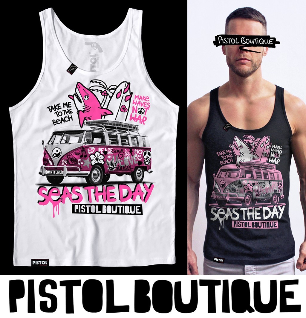Pistola Boutique Para hombres CAMPER VAN VERANO PLAYA SURF VACACIONES Chaleco Singlet Tank