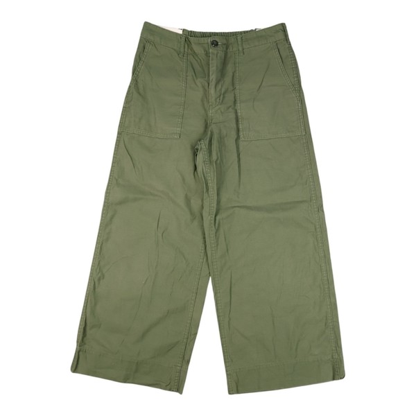 COEN Pants Womens LARGE Green wide leg relaxed cotton flat pocket Size L