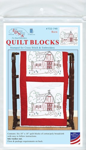 Jack Dempsey Quilt Blocks 18X18 W BARN, White - Picture 3 of 3